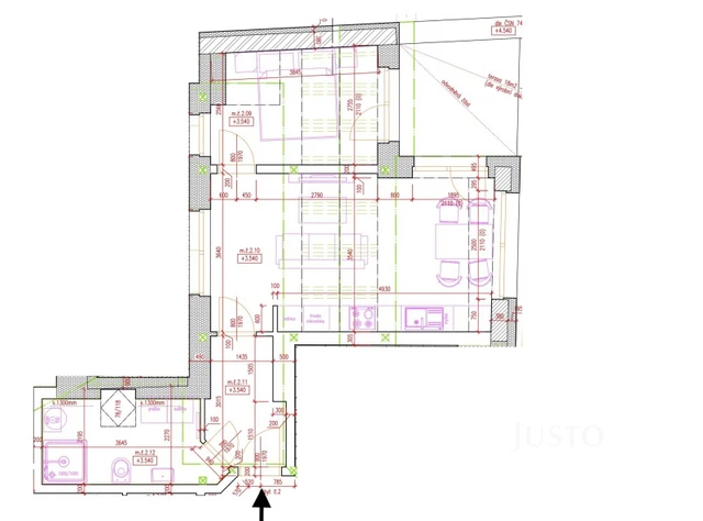 Pronájem 2+kk 48 m² + terasa 11 m²