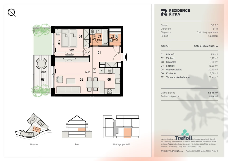 Prodej apartmánu 2+kk s terasou a předzahrádkou, Rezidence Řitka, Praha-západ – fotografie 2