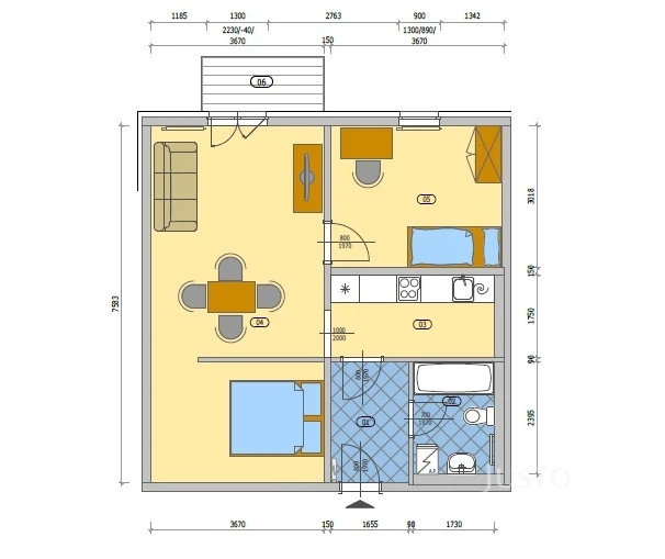 Pronájem 2+kk 55 m² + balkón 3 m² + parkování