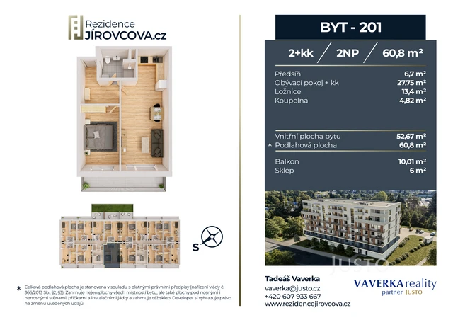 Prodej 2+kk 60 m² + balkón 10 m²
