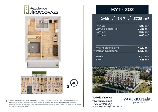 Prodej 2+kk 57 m² + balkón 10 m²