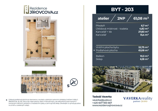 Prodej atelieru 61 m² + balkón 10 m²