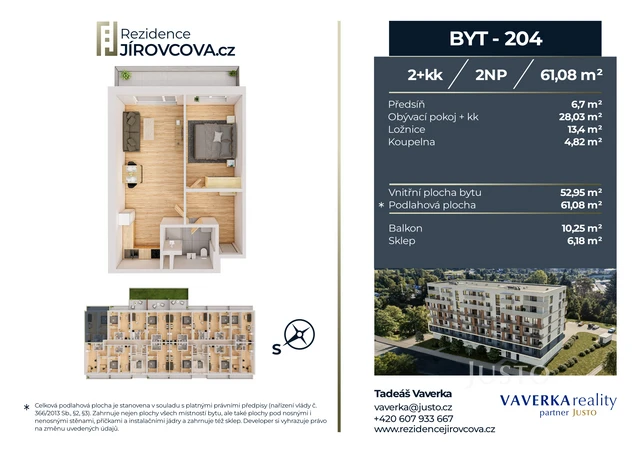 Prodej 2+kk 61 m² + balkón 10 m²