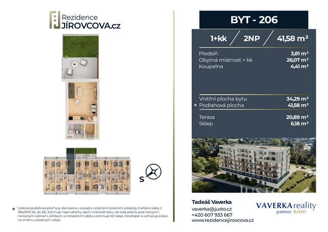 Prodej 1+kk 41 m² + terasa 20 m²
