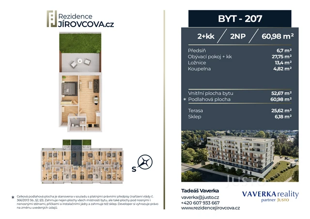 Prodej 2+kk 60 m² + terasa 25 m²