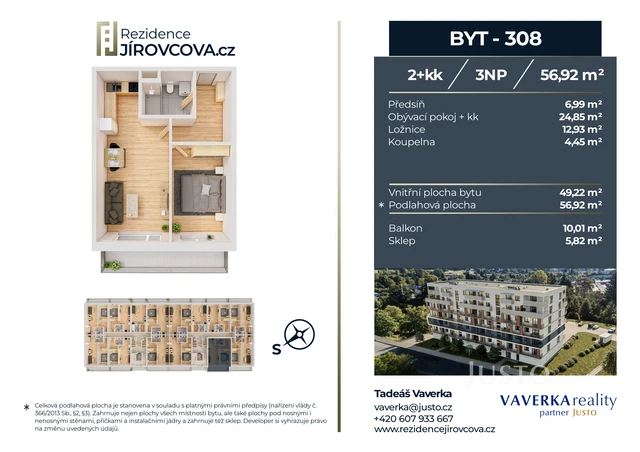 Prodej 2+kk 56 m² + balkón 10 m²