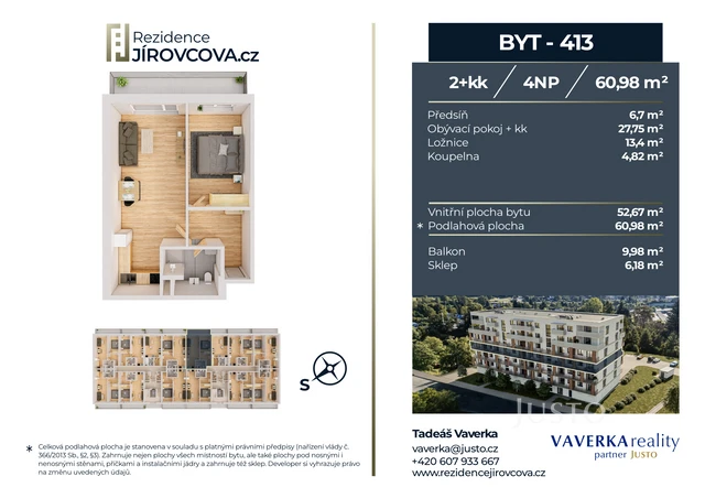 Prodej 2+kk 60 m² + balkón 9 m²