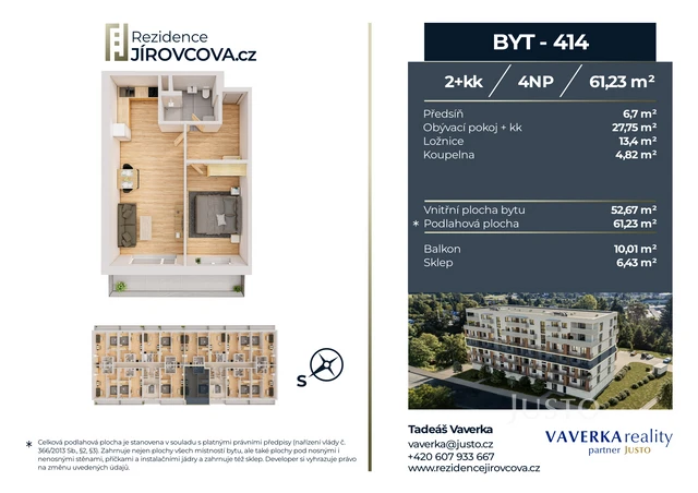 Prodej 2+kk 61 m² + balkón 10 m²