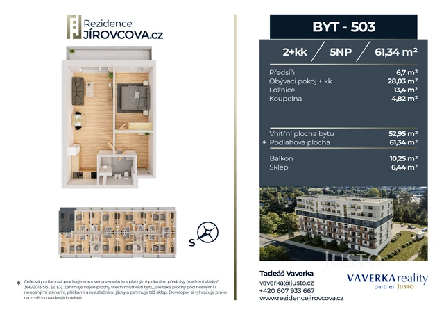 Prodej 2+kk 61 m² + balkón 10 m²
