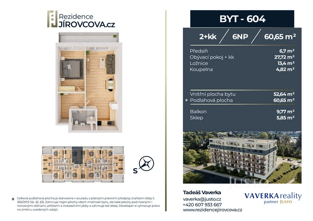 Prodej 2+kk 60 m² + balkón 9 m²