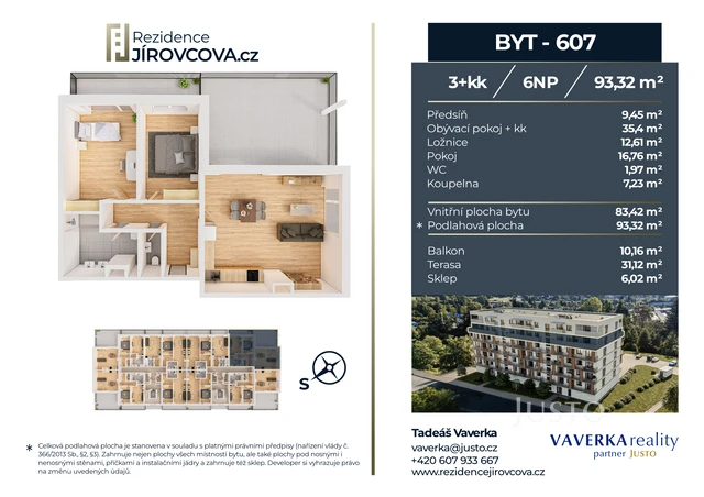 Prodej 3+kk 93 m² + terasa 31 m² + balkón 10 m²