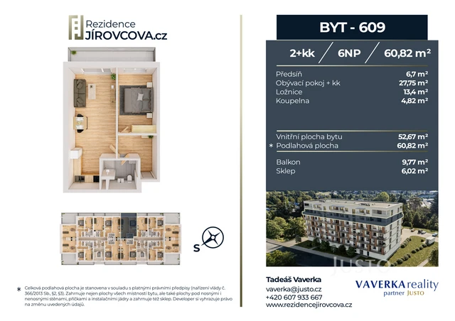 Prodej 2+kk 60 m² + balkón 9 m²