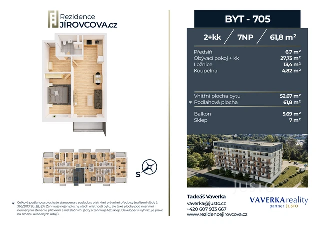Prodej 2+kk 61 m² + balkón 5 m²