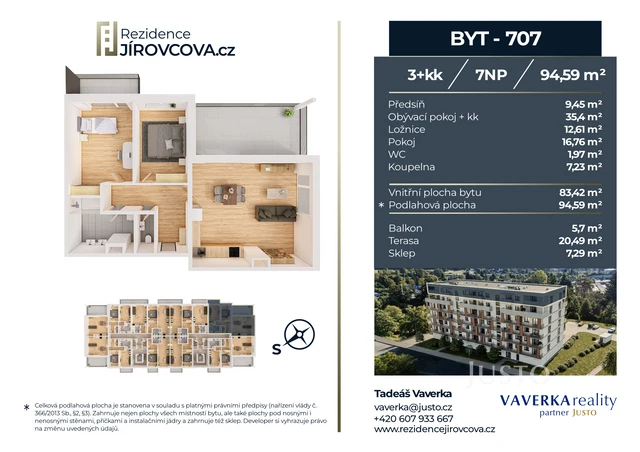 Prodej 3+kk 94 m² + terasa 20 m² + balkón 5 m²