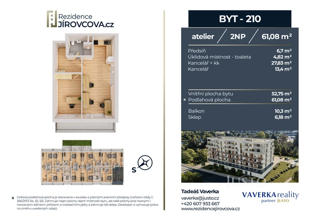 Prodej atelieru 61 m² + balkón 10 m²