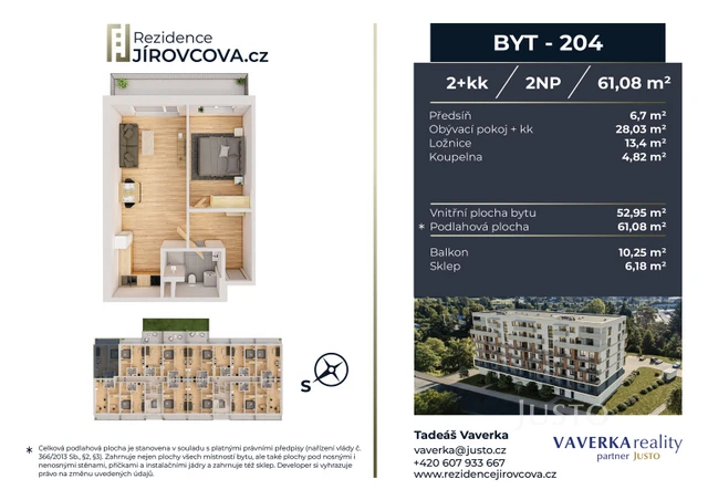 Prodej 2+kk 61 m² + balkón 10 m²