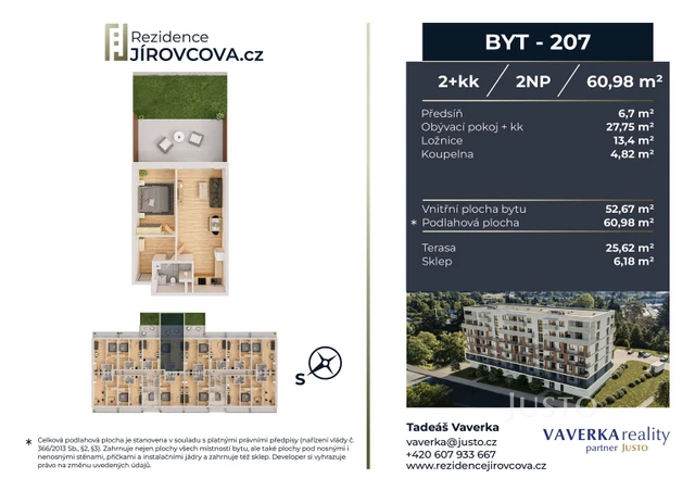 Prodej 2+kk 60 m² + terasa 25 m²