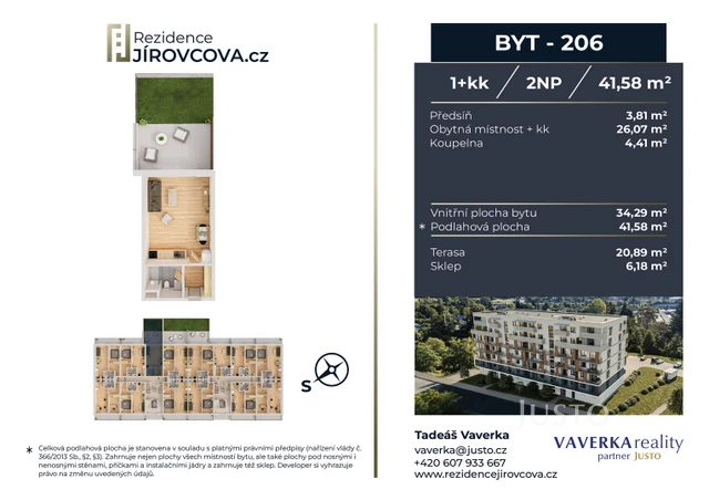 Prodej 1+kk 41 m² + terasa 20 m²