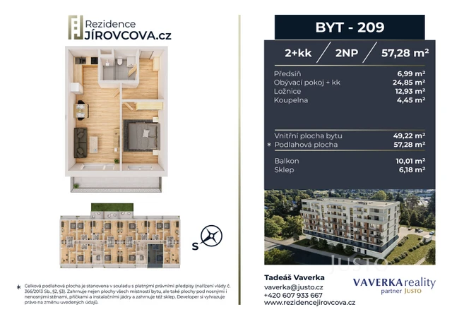 Prodej 2+kk 57 m² + balkón 10 m²