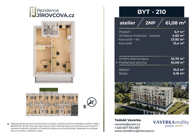 Prodej atelieru 61 m² + balkón 10 m²