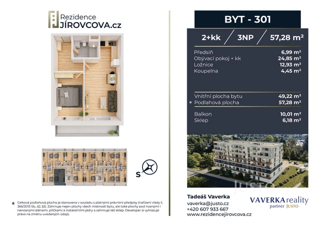 Prodej 2+kk 57 m² + balkón 10 m²