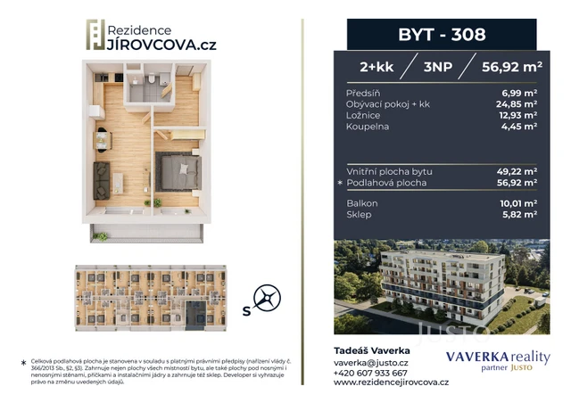 Prodej 2+kk 56 m² + balkón 10 m²