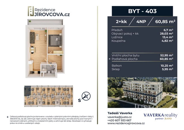 Prodej 2+kk 60 m² + balkón 10 m²