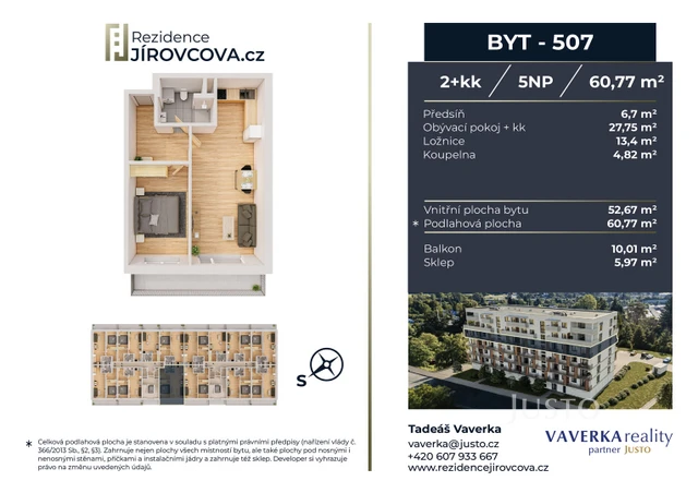 Prodej 2+kk 60 m² + balkón 10 m²