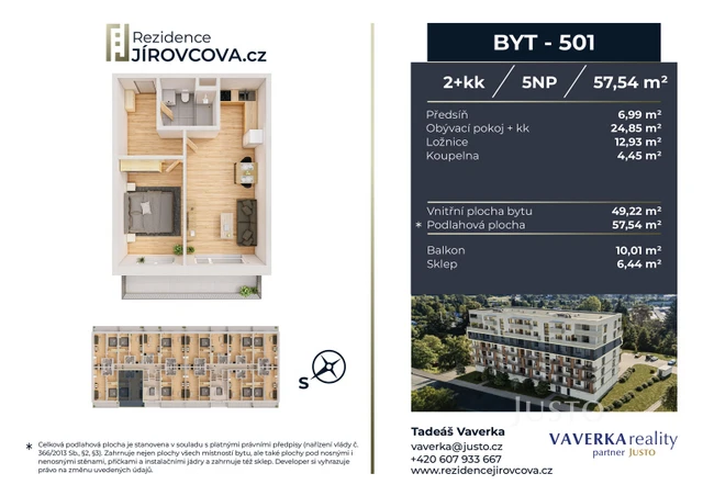 Prodej 2+kk 57 m² + balkón 10 m²