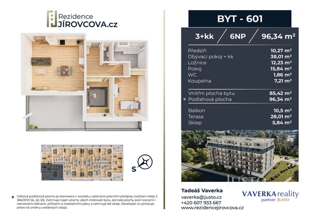 Prodej 3+kk 96 m² + terasa 28 m² + balkón 10 m²