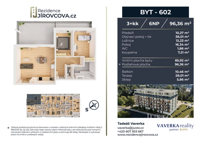 Prodej 3+kk 96 m² + terasa 28 m² + balkón 10 m²