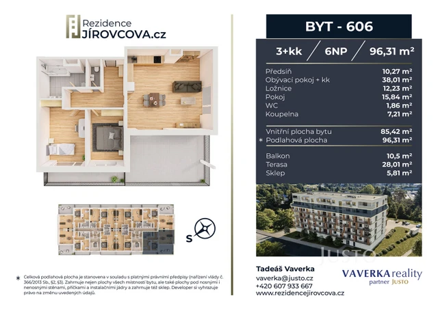 Prodej 3+kk 96 m² + terasa 28 m² + balkón 10 m²