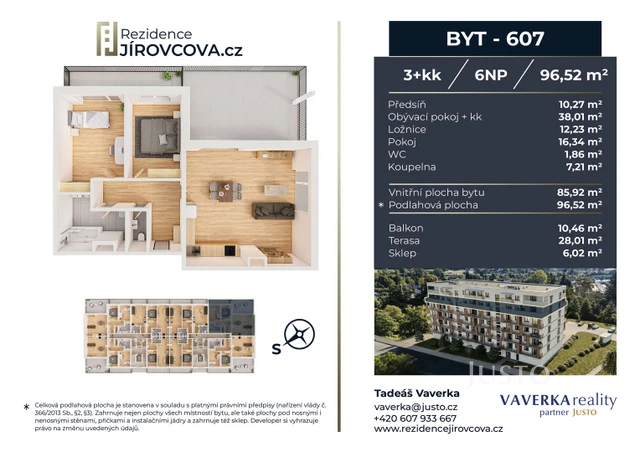 Prodej 3+kk 96 m² + terasa 28 m² + balkón 10 m²