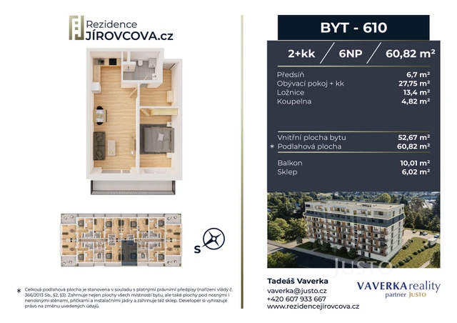 Prodej 2+kk 60 m² + balkón 10 m²