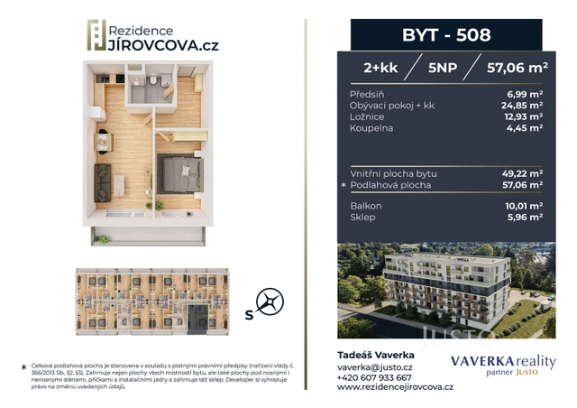Prodej 2+kk 57 m² + balkón 10 m²