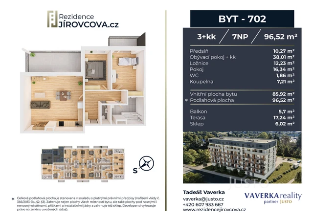 Prodej 3+kk 96 m² + terasa 17 m² + balkón 5 m²