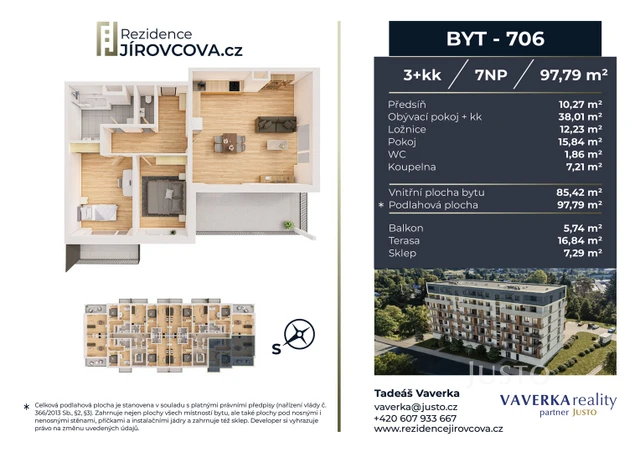 Prodej 3+kk 97 m² + terasa 16 m² + balkón 5 m²