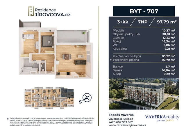 Prodej 3+kk 97 m² + terasa 16 m² + balkón 5 m²