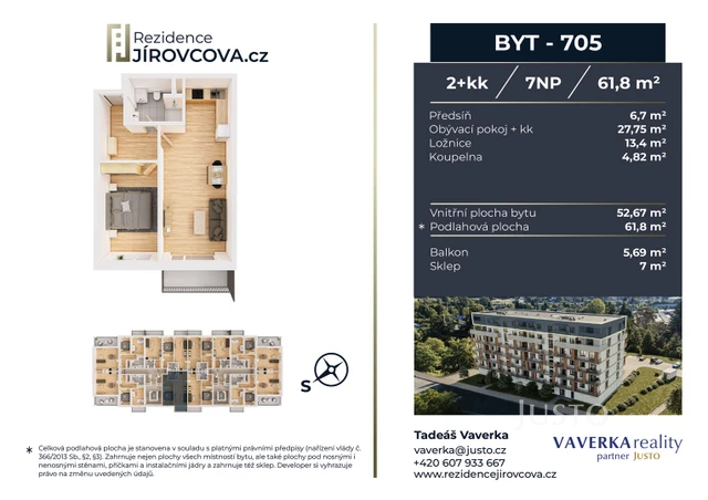 Prodej 2+kk 61 m² + balkón 5 m²