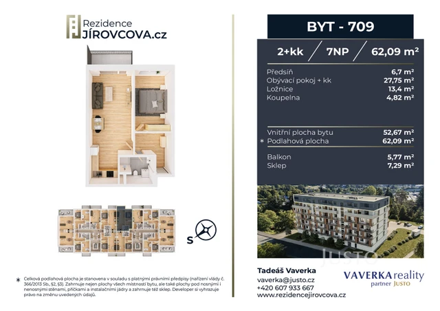 Prodej 2+kk 62 m² + balkón 5 m²