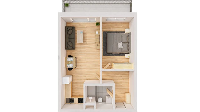 Prodej 2+kk 57 m² + balkón 9 m²