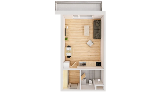 Prodej 1+kk 41 m² + balkón 7 m²