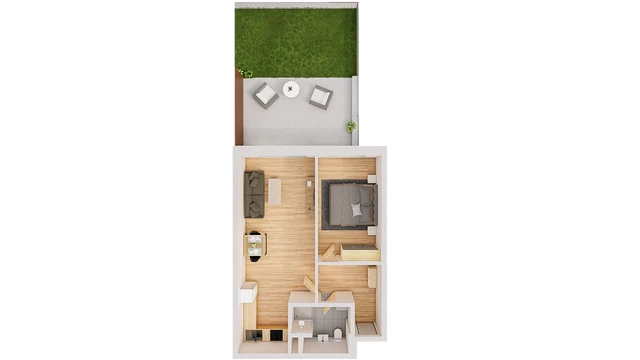 Prodej 2+kk 60 m² + terasa 20 m²