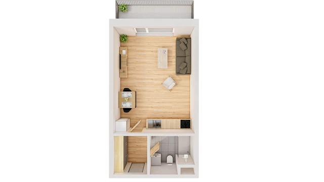 Prodej 1+kk 40 m² + balkón 7 m²