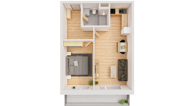 Prodej 2+kk 57 m² + balkón 10 m²