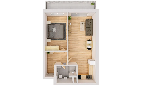 Prodej 2+kk 60 m² + balkón 9 m²