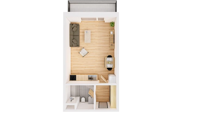 Prodej 1+kk 40 m² + balkón 7 m²