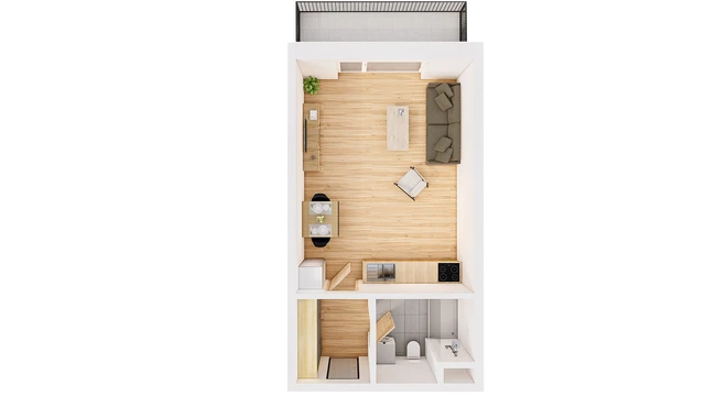 Prodej 1+kk 40 m² + balkón 7 m²