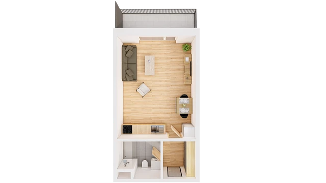 Prodej 1+kk 40 m² + balkón 7 m²