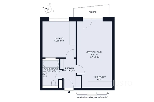 Pronájem 2+kk 43 m² + balkón 3 m²